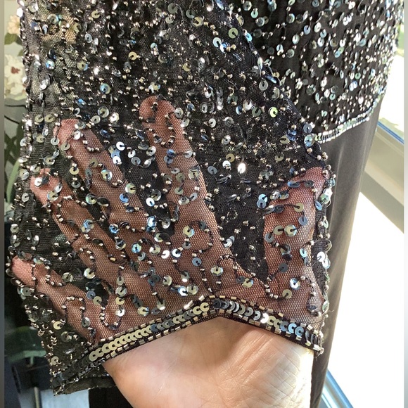 J Kara Black Beaded Formal Gown. S3 - Picture 10 of 14